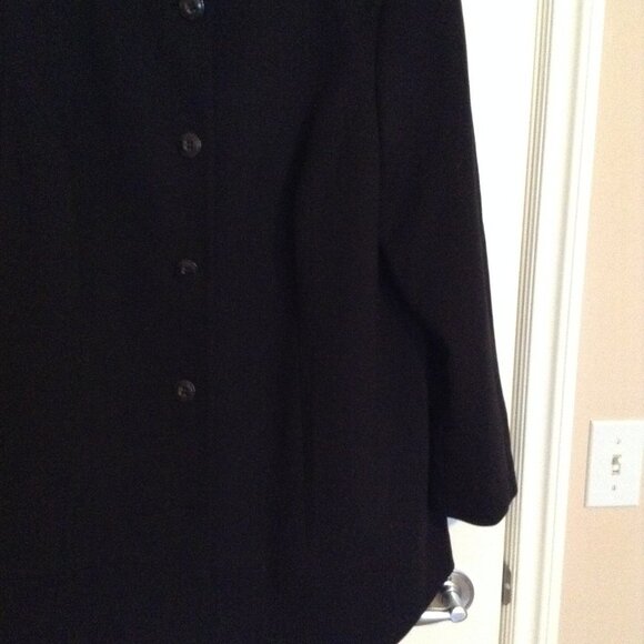 Laura Plus Women's Long Button Down Front Jacket Coat Size 24 Black Classic - Picture 3 of 6